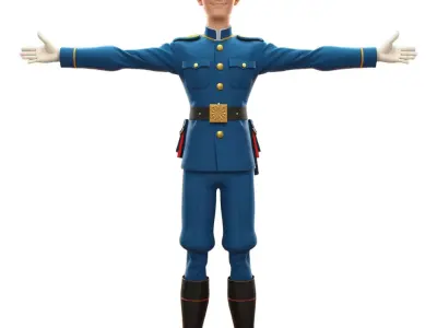 Blue Officer Character model pack Low-poly 3D model