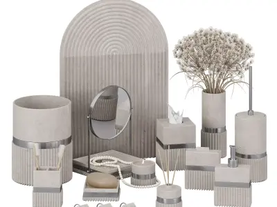 Bathroom decor set 01 Low-poly 3D model
