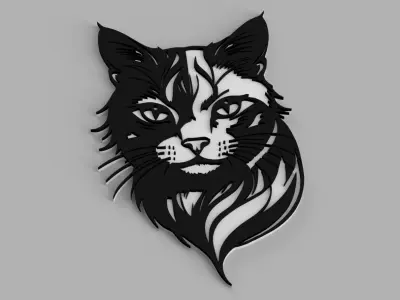Cat Head Other 2 Picture Wall Free 3D print model