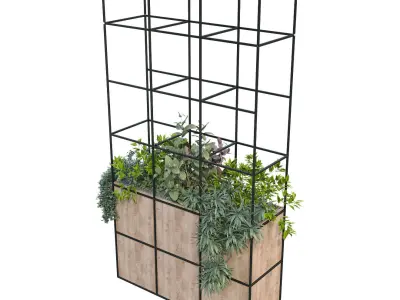 Interior vertical green partition set 198 3D model