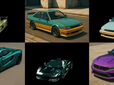 Sport Car bundle 17 pack 100 glb 3D model