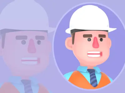 Stylized 3D Male Architect Character-Cartoon Builder with Tools 3D model