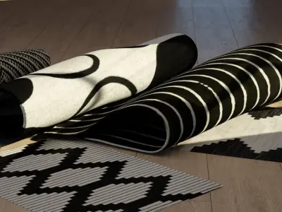Black and White Rug Collection Low-poly 3D model