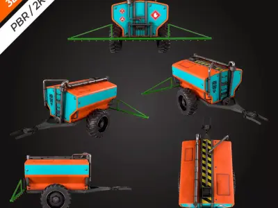 Tractor Sprayer Low-poly 3D model