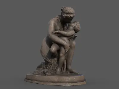 statue of Venus and Cupid  Low-poly 3D model