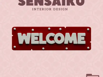 Welcome Door Sign 3D Print File for DIY Home Decor Sensaiku 3D print model