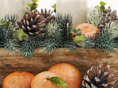 Christmas decorative set for interior decoration 02 3D model