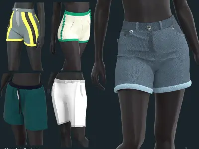 5 WOMEN SHORTS - Marvelous clo3d zprj obj fbx 3D model