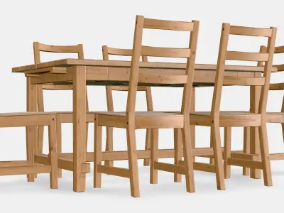 NORDVIKEN - NORDVIKEN table and 6 chairs Low-poly 3D model
