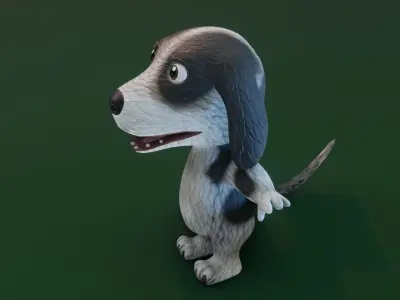 Cartoon Hound Dog 3D Model Low-poly 3D model