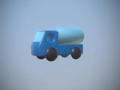 Wooden Toy Truck low poly game ready Low-poly 3D model