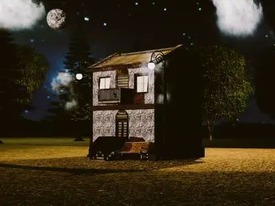 Night Forest House  Blender Eevee 3D model