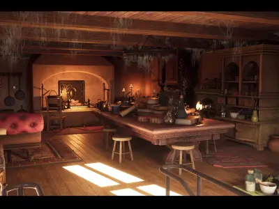 Fantasy Interior Environment - Unreal Engine 4 Low-poly 3D model