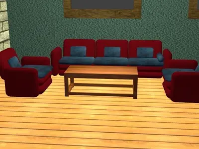 Sofa and table set 3D Model Free 3D model