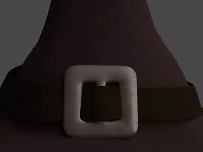 Halloween Witch Hat with Ribbon and Buckle Low-poly 3D model