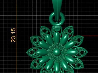 SIMPLE SUN FLOWER STYLE PENDANT 3D PRINTABLE MODEL  3D print model
