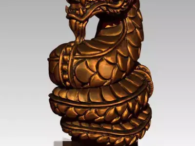 NAKA Amulet Snake Tiny  Chinese Zodiac Charm talisman 3D print model