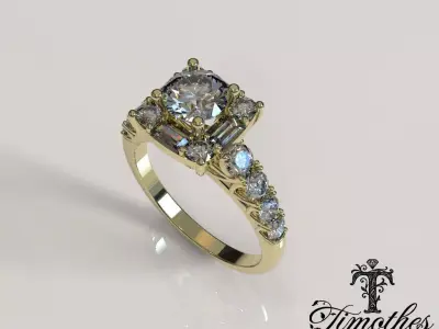 Timothes Diamond Ring 3D JewelryModel Printable 3D FR6 3D print model
