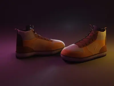 sneakers low poly two shoes Free low-poly 3D model