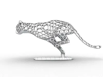 Cheetah Sprinter Wireframe Low-poly 3D model