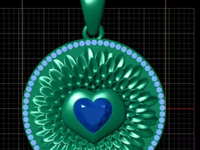 Royal Bloom Heart Pendant 3D Pritable Model  Free 3D print model