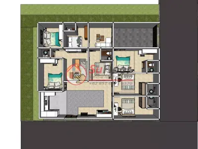 House 14x11m code 664 - Sketchup 3D model 3D model 3D model