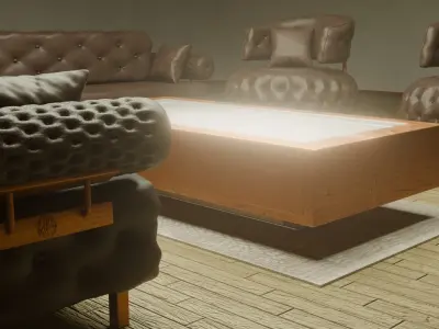 Luxury Leather Sofa Set and Coffee Table - Modern Design 3D model