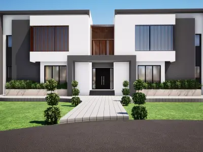 Modern Two Story House 3311 Sqm Complete Architectural Model Low-poly 3D model