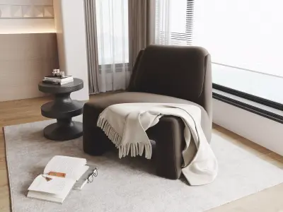 Minimalist Reading Corner with Lounge Chair 712 3D model