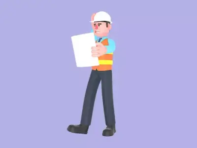 Stylized 3D Male Architect Character - Confused Cartoon Man 3D model