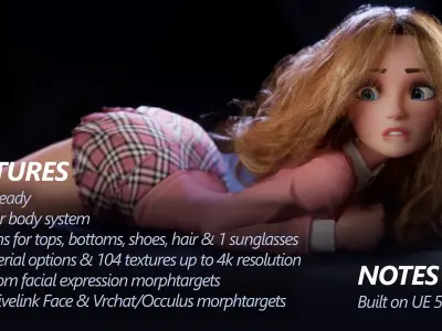 Anika Modular School Girl for Unreal Low-poly 3D model