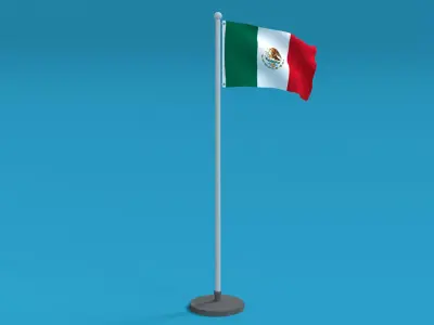 Low Poly Seamless Animated Mexico Flag Low-poly 3D model