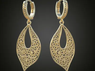 Earring 3D model 3D printable model 0059-8 3D print model