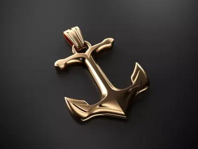 Anchor gold pendant 3D model