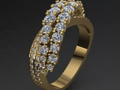 Intertwined Luxury Diamond Golden Ring 3D print model