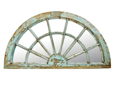 Antique Blue Window Arch Mirror 3D model