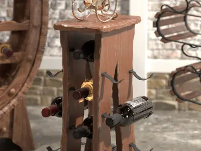 Wooden wine racks 3D model