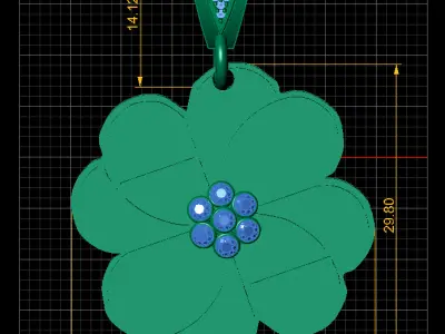 gold flower pendant 3D print model