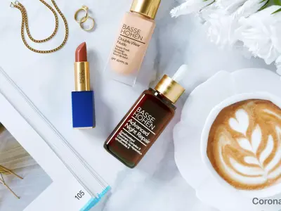 White table with cosmetics and jewellery scene SWR 3D model