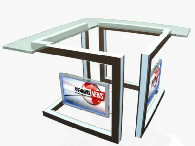 Virtual TV Studio News Desk 3 Free 3D model