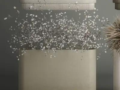 Plants In Flowerpots Made Of Dried Flowers 3D model