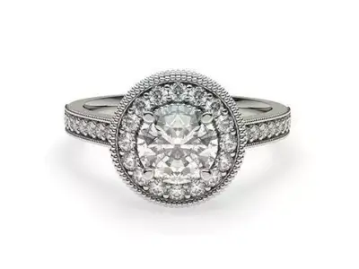 Round diamond engagement ring 3D print model buy