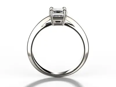 Solitaire ring tifan emerald cut diamond 3D print model