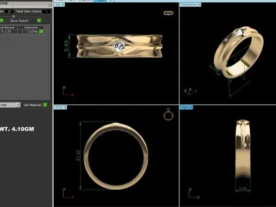 Band 3dm Render Details gold ring with diamond 3D print model