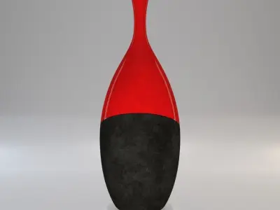 Vase - Dark Concrete and Red Ceramic - 100 cm high 3D model