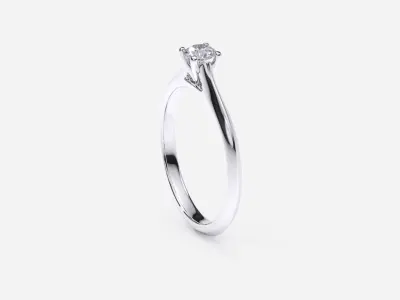 ZDR0157 solitaire diamond engagement ring gold 3D print model