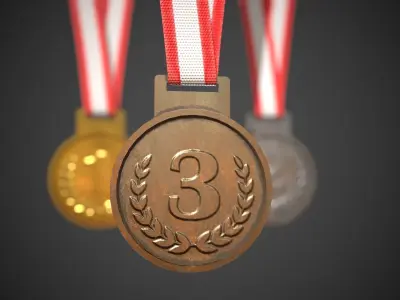Olympic Medals Sport Competition Medals Low-poly 3D model