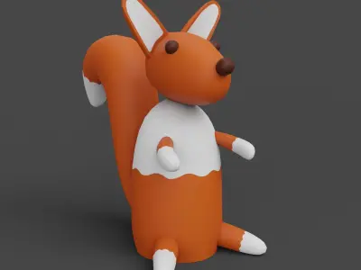 Wooden Squirrel Toy with Three Various Textures Set Low-poly 3D model