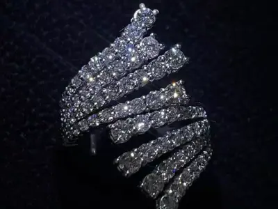  Leo Pizzo band ring with diamonds 3D print model