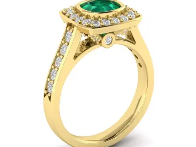 Luxury Cushion Square ring 3D print model